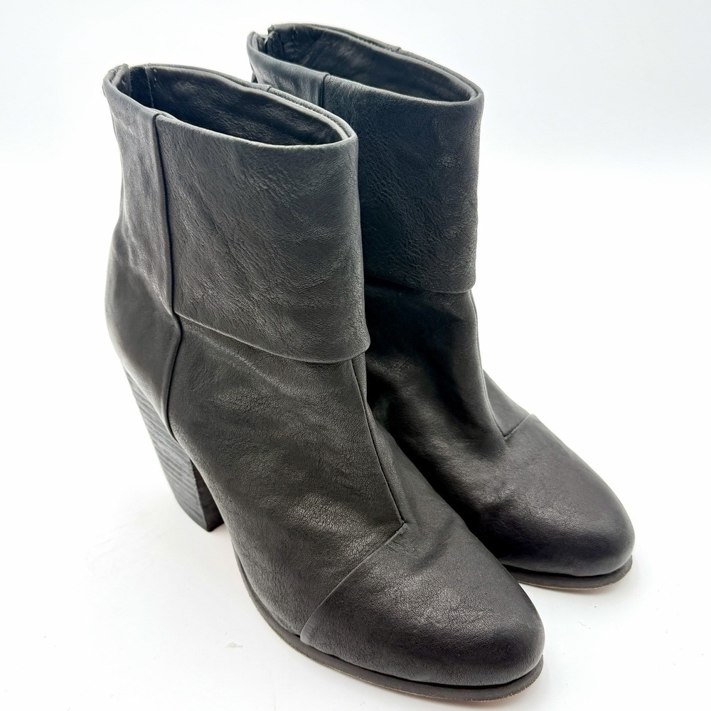 Rag and Bone Ankle‎ Booties Boots  Newbury Black Leather Size 38.5